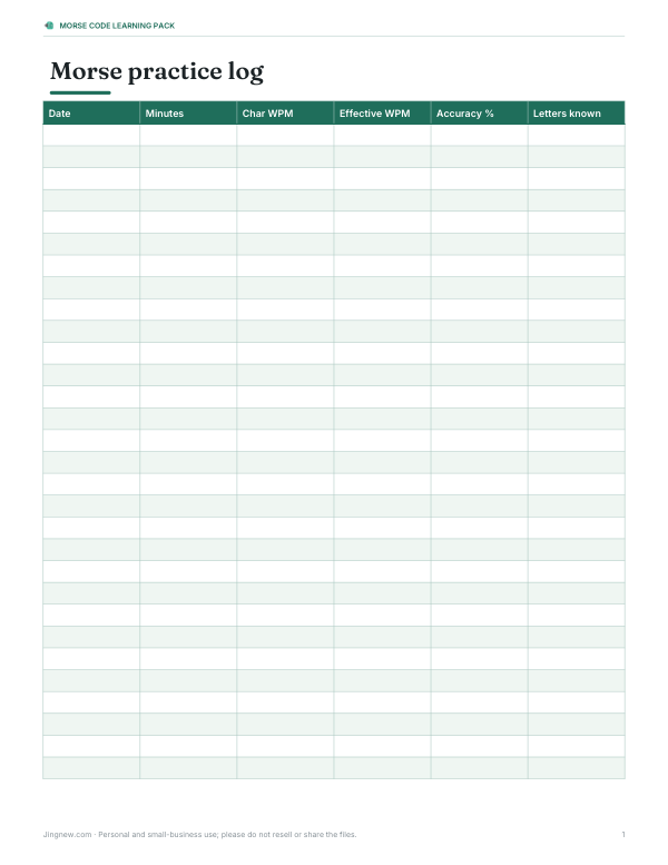 Preview of Printable Morse Practice Log
